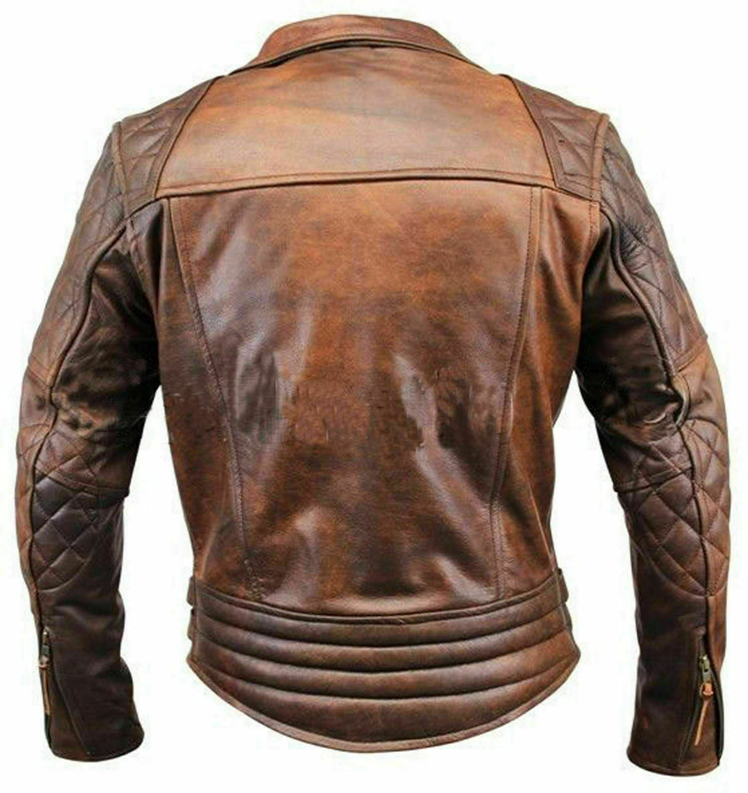 Biker Jacket Men, Vintage Distressed Diamond, Back