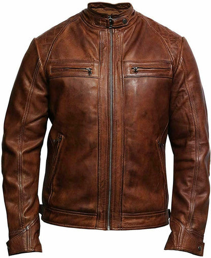 Modern Biker Jacket Men, Brown