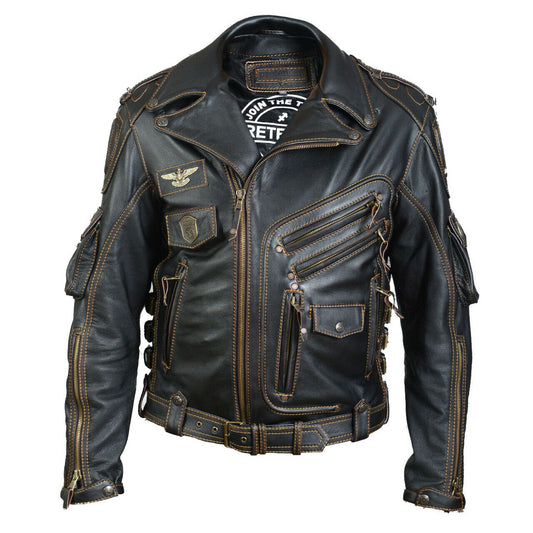 Winter Men's Leather Jacket Fashion Slim Zipper Biker Jacket, Front