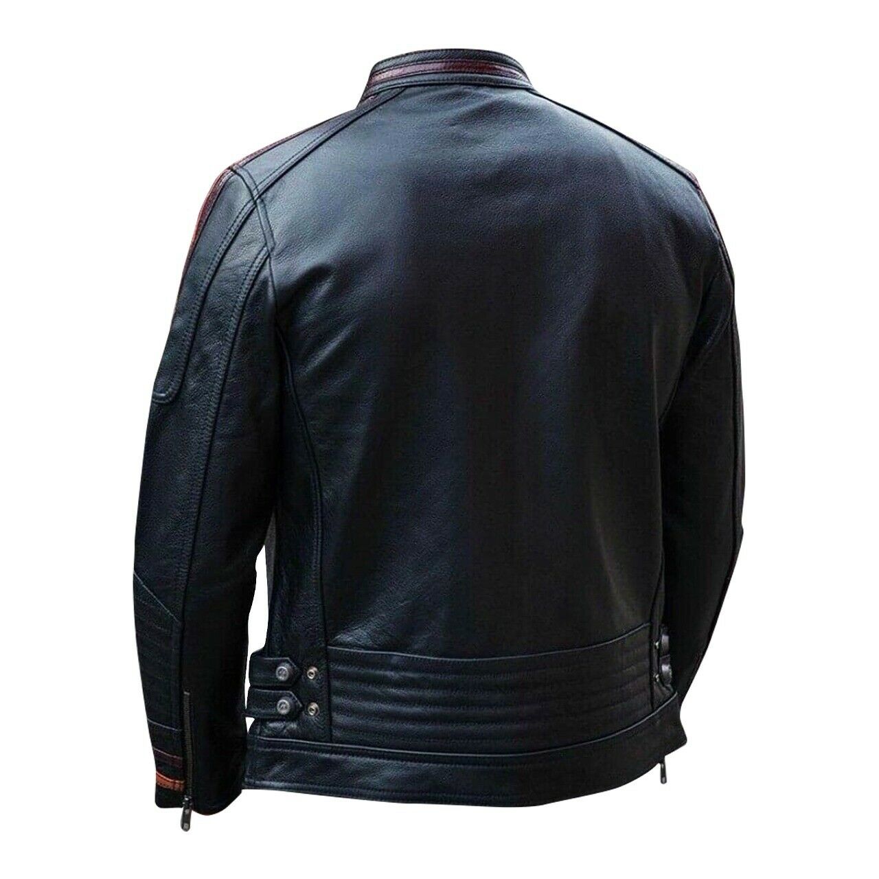 Men's Black Rivet Antique Leather Jacket, Back