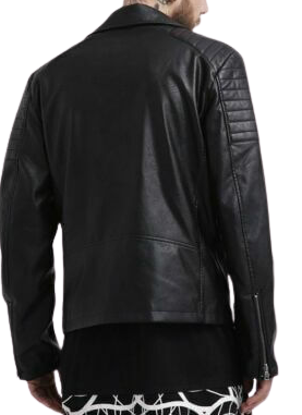 Adam Levine Black Leather Biker Jacket, Back