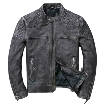 Men's Genuine Leather Motorbike Fashion Jacket
