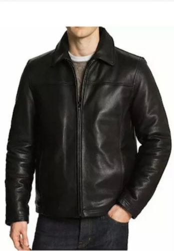 Cafe Racer Bomber Biker Leather Jacket, Front