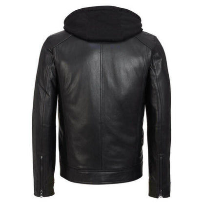 Johnson Leather Black Jacket With Hood