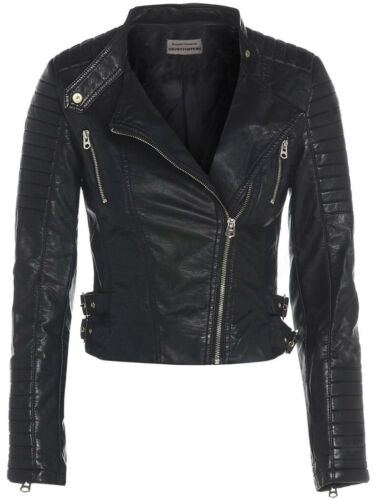 Moto Asymmetrical Biker Jacket Women, Black