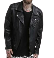 Adam Levine Black Leather Biker Jacket, Front