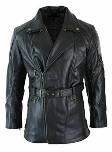 Black Belted Sheep Hide Leather Jacket