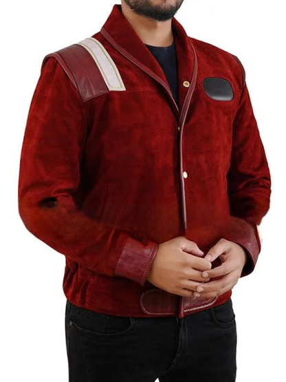 Men's Red Suede Leather Jacket