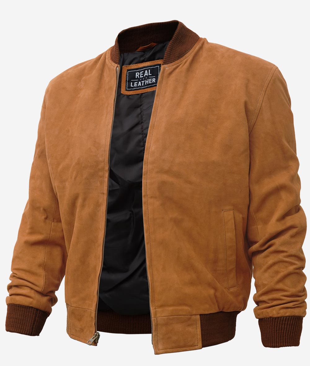 Premium Suede Leather Jacket Men, Brown