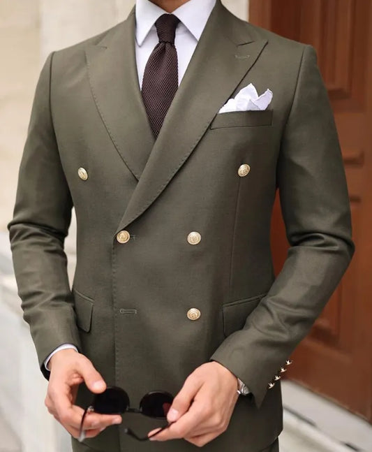 Two Piece Military Green Suit