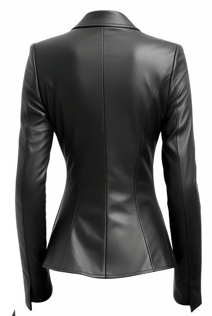 Women Black Leather Coat 