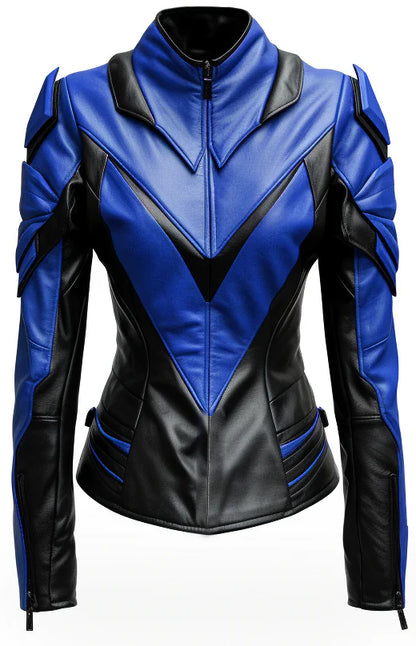 Halloween Jacket  - Faux Leather Jacket in Blue & Black