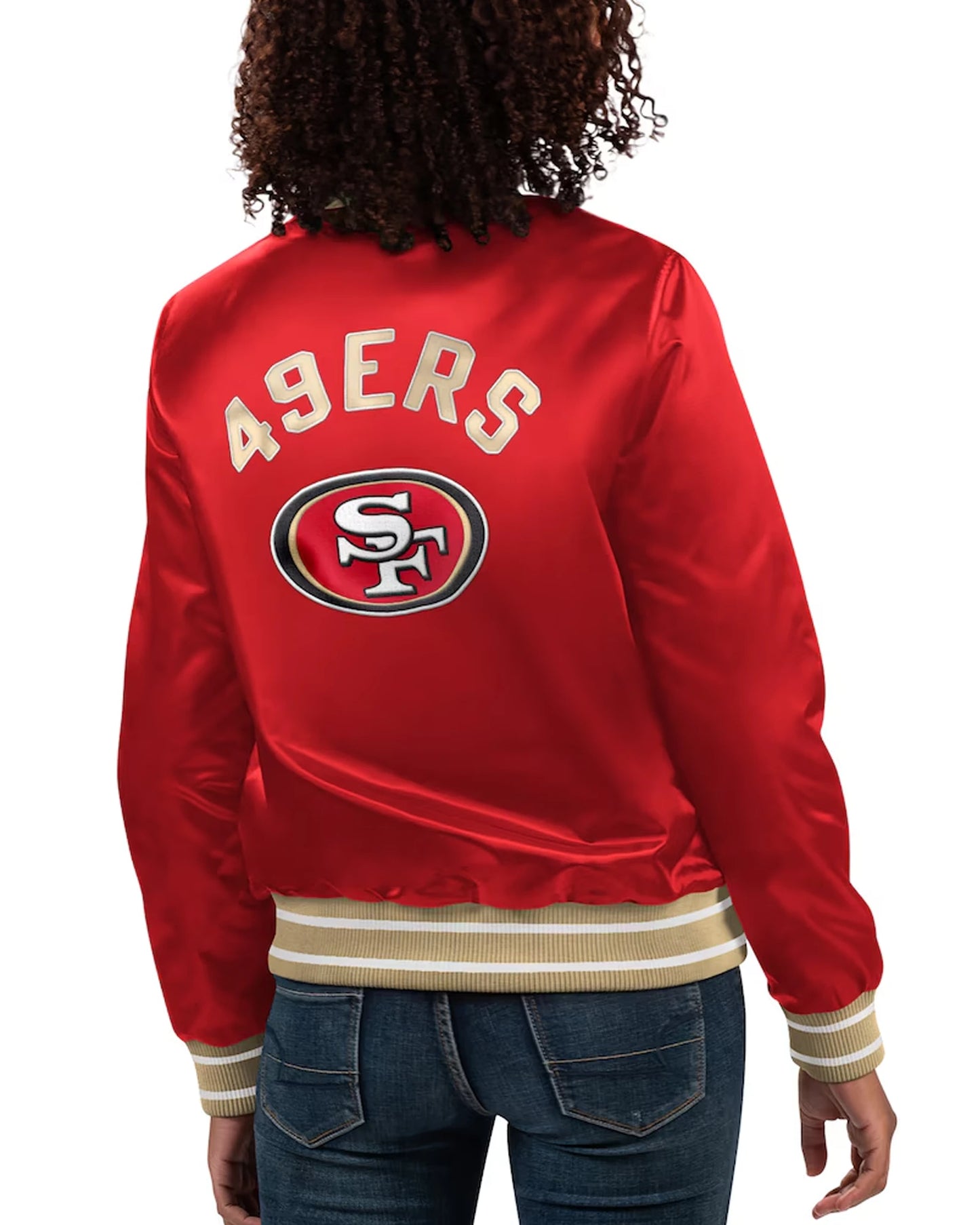 womens-san-francisco-49ers-starter-scarlet-full-count-satin-full-snap-varsity-jacket