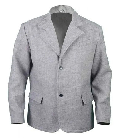 Mens Grey Wool Blend Single Breasted Blazer