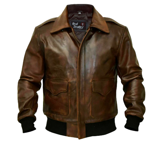 G-1 Brown Bomber Distressed Leather Jacket