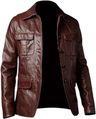 Vintage Leather Blazer Men, Brown
