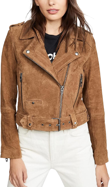 Women's Brown Suede Leather Zipper Jacket