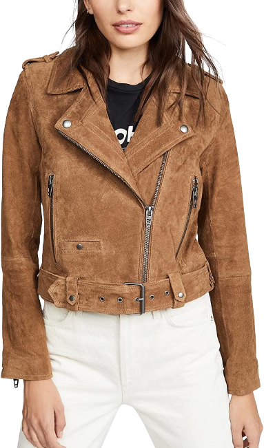 Zipper Suede Jacket Women, Brown
