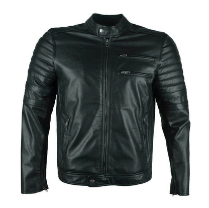 Black Slim Fit Cafe Racer Retro Jacket