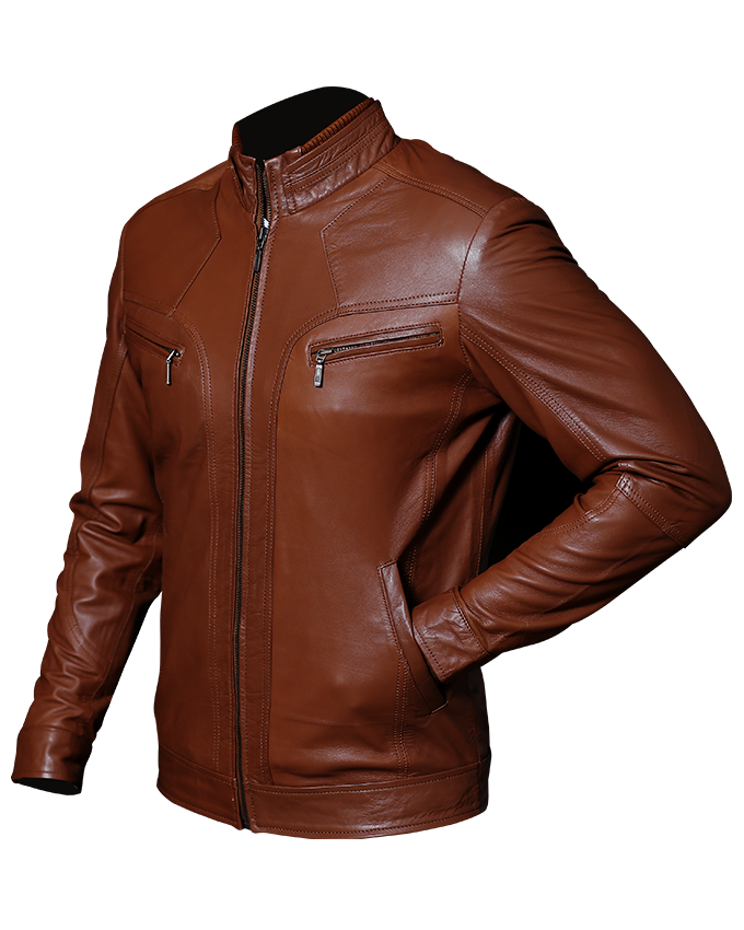Cafe Racer Tan Brown Leather Jacket Sale