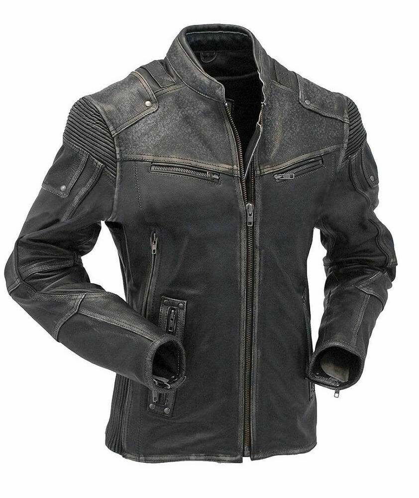 Classic Black Vintage Cafe Racer Leather Jacket