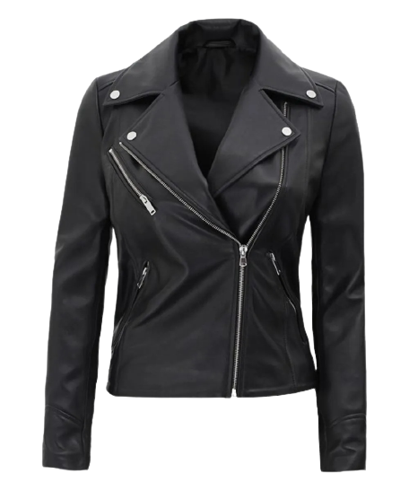 Kinzie Stylish Leather Biker Jacket Women, Black
