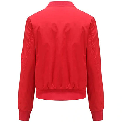 Women's Biker Red Bomber Leather Jacket