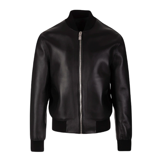 Plain Leather Bomber Jacket Women, Black