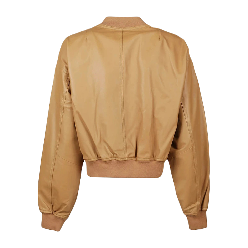 Tan Brown Sheep Bomber Leather Jacket