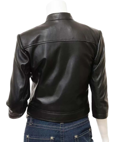 Women's Black Sheep Cropped Leather Jacket