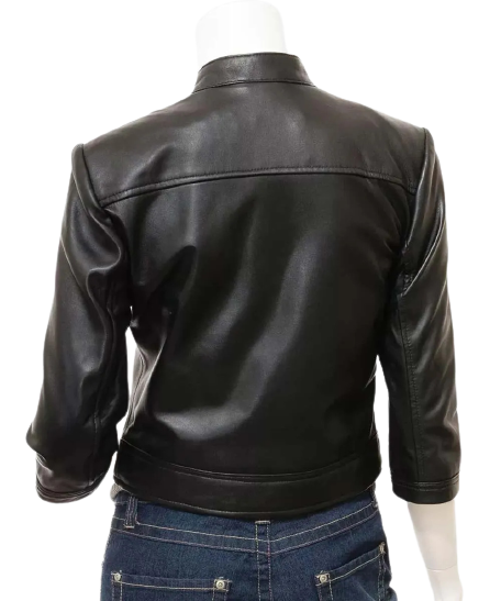 Cropped Leather Jacket, Women Biker Jacket