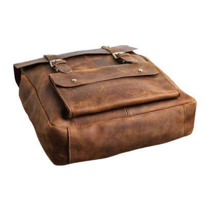 Personalized Brown Leather Travel Backpack