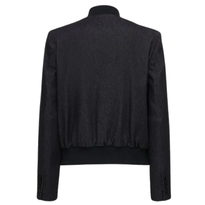 Women's Black Zipper Cotton Bomber Jacket