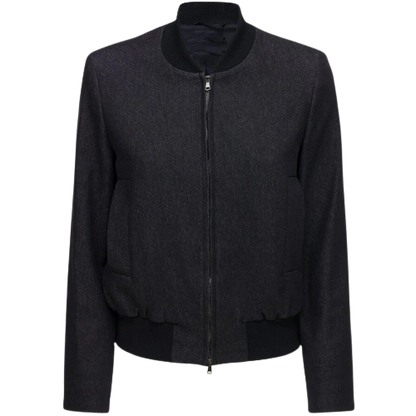 Women's Black Zipper Cotton Bomber Jacket