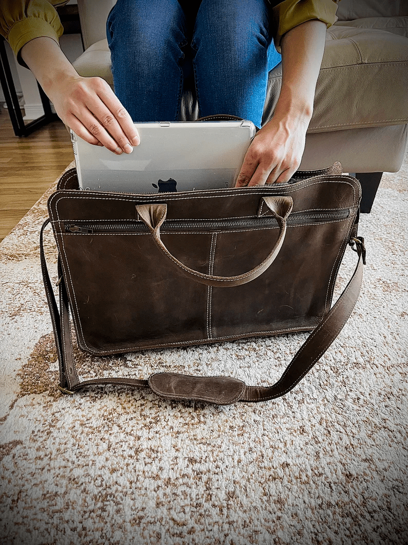 Premium Leather Laptop Bag For Work