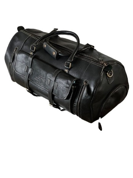 Premium Cow Leather Duffle Bag, Black