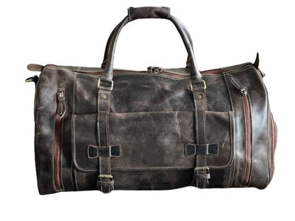 Plain Vintage Leather Duffle Bag, For Travel