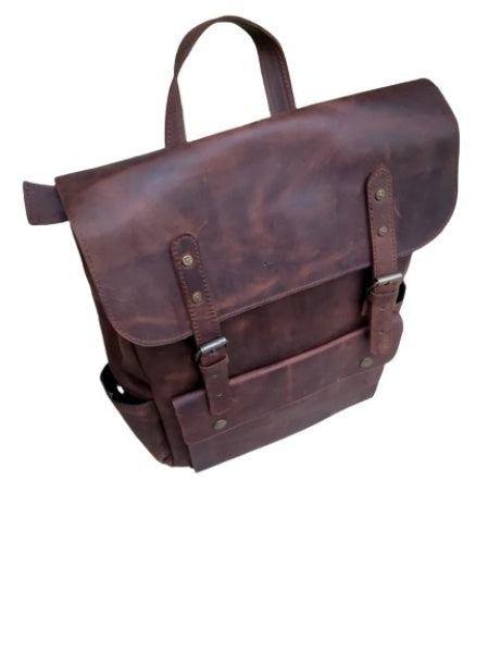 Crazy Horse Leather Backpack For Travel