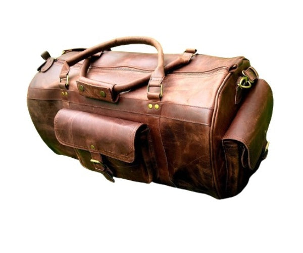 Vintage Leather Weekender with Shoe Pocket