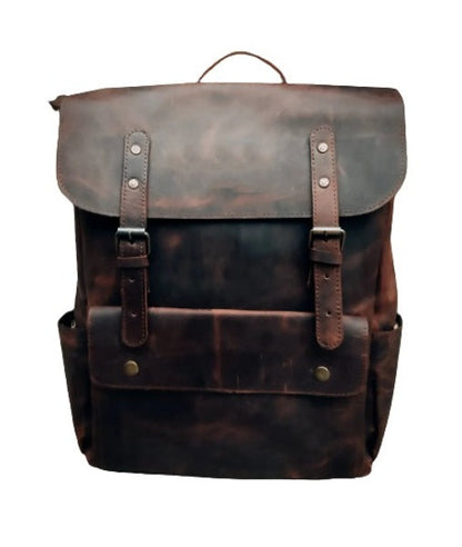 Crazy Horse Leather Backpack For Travel