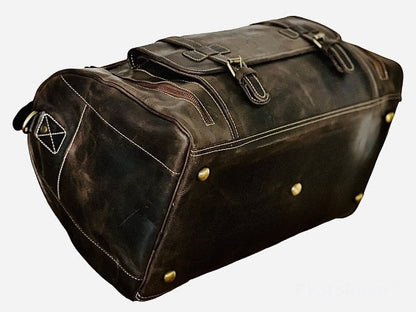 Plain Vintage Leather Duffle Bag, For Travel