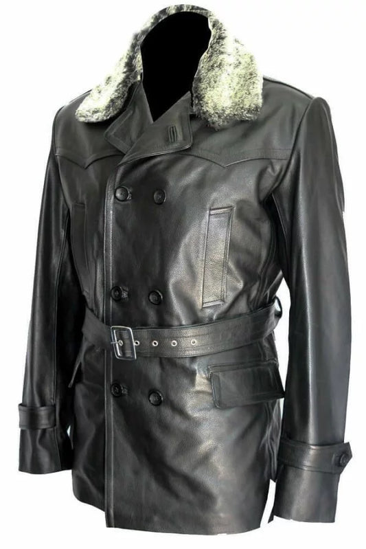 German Submarine Black Cow Shearling Leather Jacket