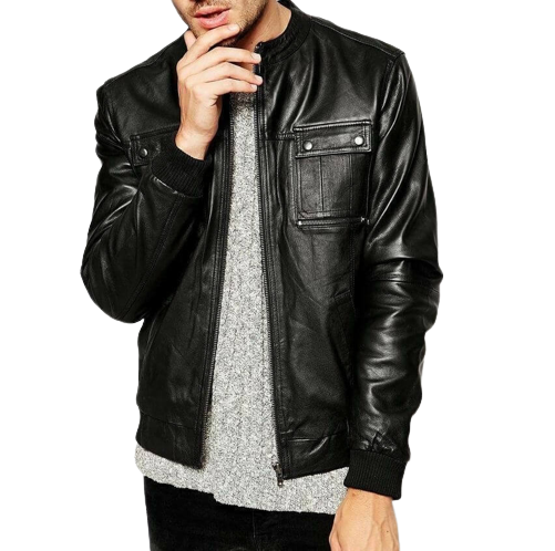 Black Smith Slim Fit Zipper Jacket, Front.