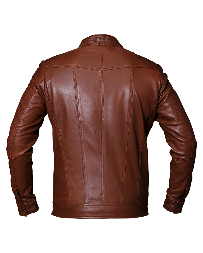 Biker Jacket Men, Cafe Racer Tan Brown, Back