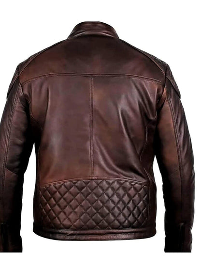 Biker Vintage Quilted Lambskin Leather Jacket
