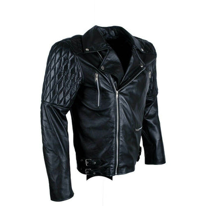 Brando Quilted Style Sheep Skin Leather Jacket