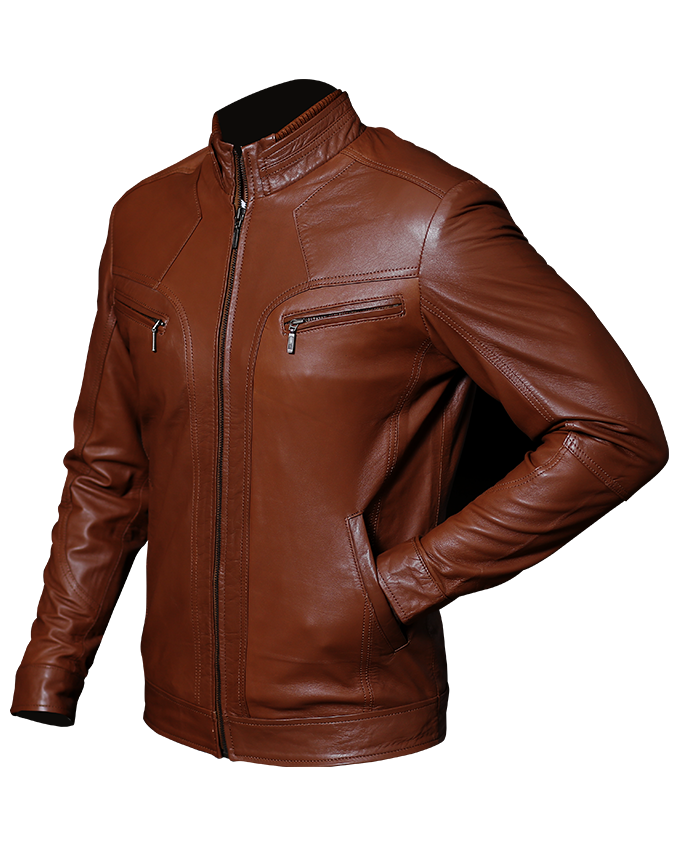 Biker Jacket Men, Cafe Racer Tan Brown, Sleeves