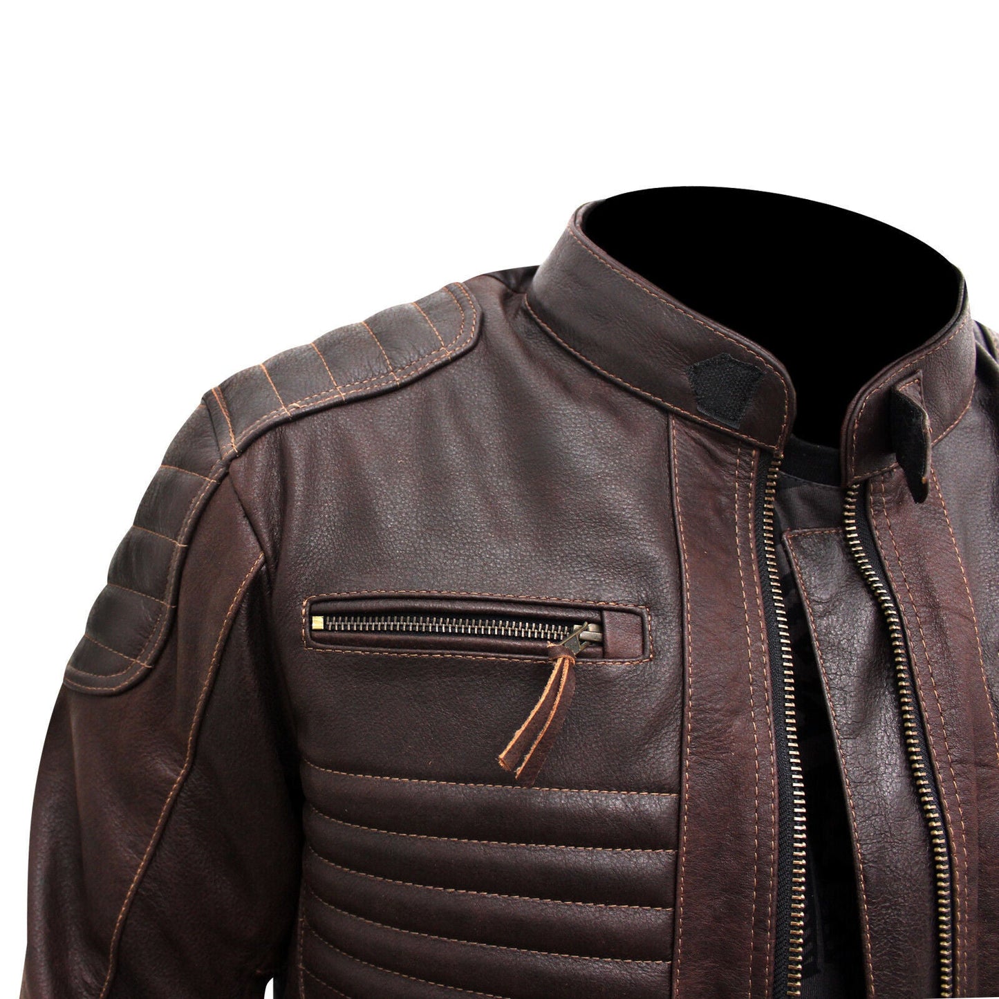 CE Armour Brown Dimex Biker Jacket, Zipper Pockets