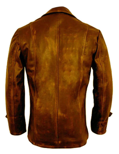 Distressed Trail Master Leather Blazer Men