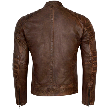 Vintage Racer Biker Brown Slim Fit Jacket